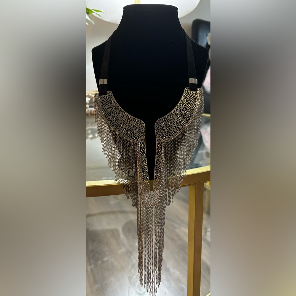 Chico’s Silver Tassel Statement Necklace